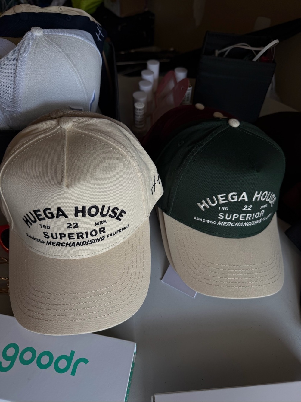 Huega House Superior Embroidered Baseball Cap - Cream or Dark Green